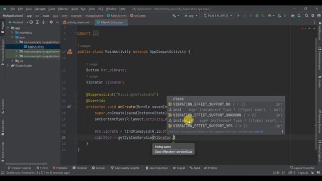 Vibrate Mobile On Button Click in Android Studio with Java смотреть онлайн
