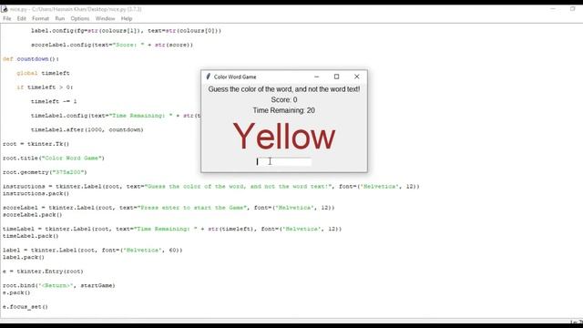 Word color Game with python смотреть онлайн