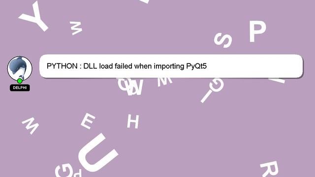 PYTHON : DLL load failed when importing PyQt5 смотреть онлайн