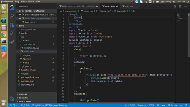 Vue js tutorial for Beginners #25 Delete data with API | delete method смотреть онлайн