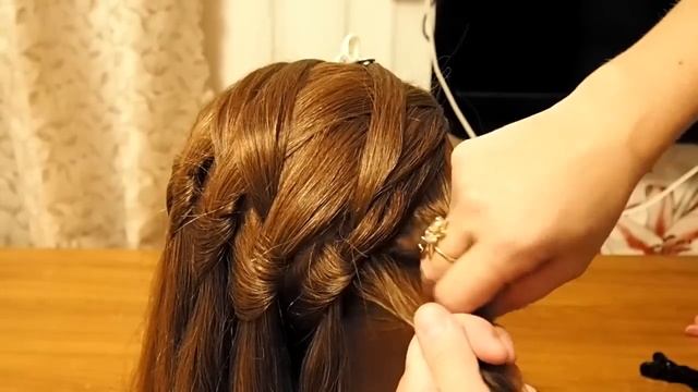 Прическа "Водопад из узелков". Hairstyle Kapralova Olga смотреть онлайн
