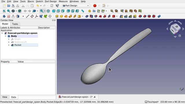 FreeCAD : How to create curved objects in Part Design Workbench: Spoon (Beginners Tutorial) смотреть онлайн