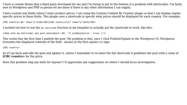 Wordpress: Stop truncation of shortcodes in custom text fields? смотреть онлайн