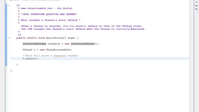 What invokes a thread's run method in Java смотреть онлайн