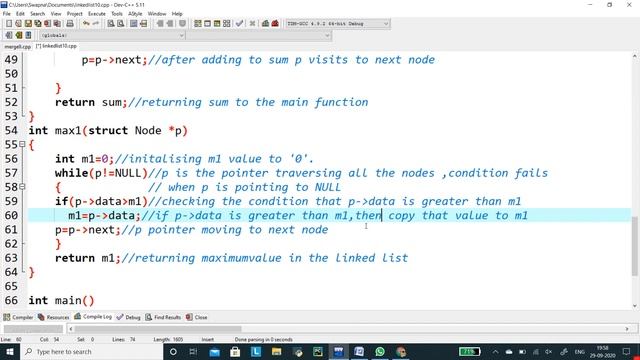 The sum of the nodes and maximum node data in the linked list смотреть онлайн