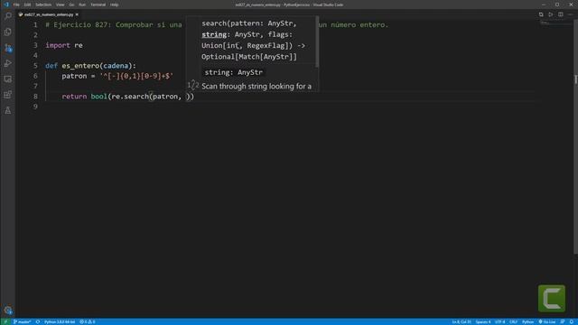 Python - Ejercicio 827: Comprobar si una Cadena de Caracteres Representa un Número Entero смотреть онлайн