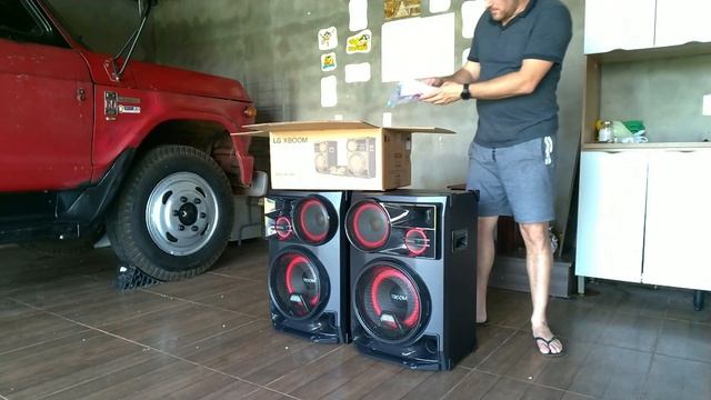 2º Unboxing CL98 XBOOM LG System. Sistema De áudio Clássico, 2 Caixas E  Central Estéreo.