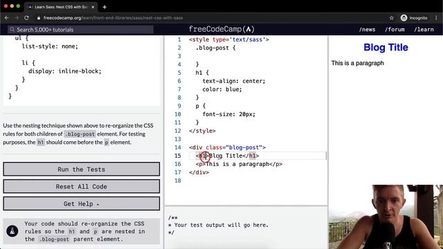 Nest CSS with Sass - Sass - Free Code Camp смотреть онлайн