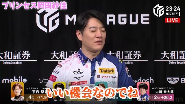 【Mリーグ2023-2024】鬼気迫る...鬼の形相...内川幸太郎…そのワケとは【プリンセス岡田紗佳】 смотреть онлайн