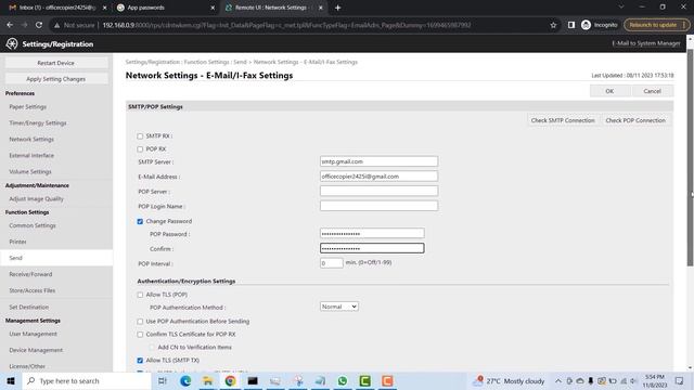 How To Set Up Scan To Email On Canon IR [2425, 2425i] Using Gmail Account Step By Step
