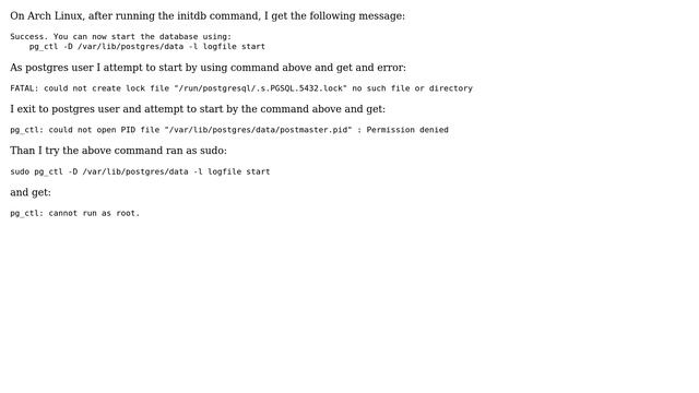 pg_ctl: could not open PID file "/var/lib/postgres/data/postmaster.pid": Permission denied смотреть онлайн