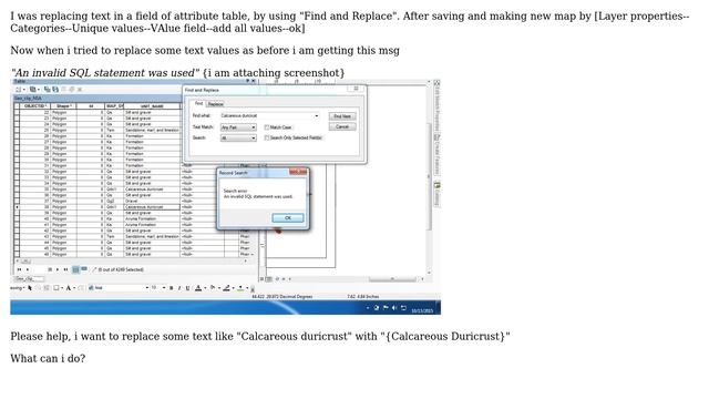 GIS: Find and replace of ArcGIS i got message "An invalid SQL statement was used" смотреть онлайн
