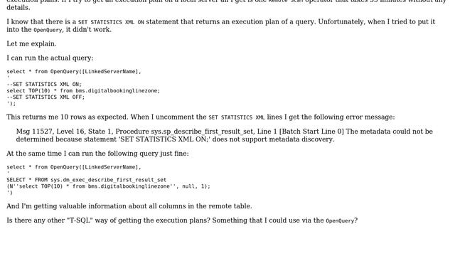 Databases: How to get an actual execution plan from the linked server? смотреть онлайн