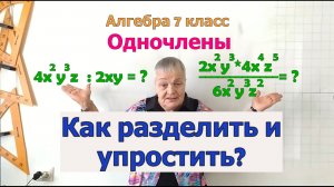 Деление одночленов. Свойство деления степеней с одинаковым основанием. Упрощение выражений.