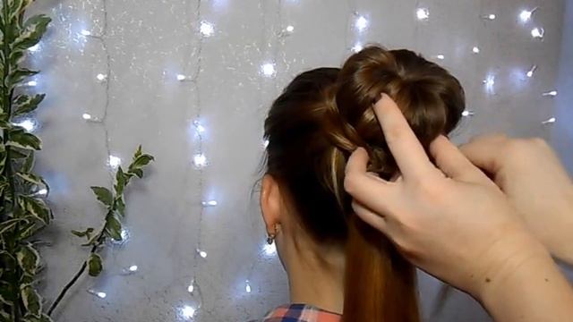 Как сделать пучок. Пучок с бубликом. Пучок с косой.