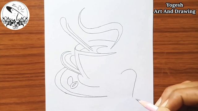 pencil drawing of coffee of cup " farjana drawing academy " смотреть онлайн