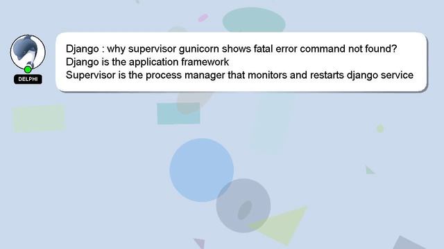 Django : why supervisor gunicorn shows fatal error command not found? смотреть онлайн