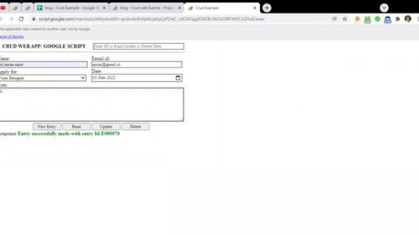CRUD operation on Google Spread Sheet using Google App script, HTML and JavaScript - CodyLab