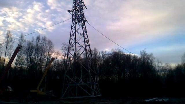 Установка опоры ЛЭП на Кабицыно Обнинск смотреть онлайн