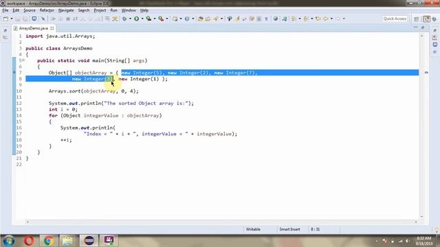 How to sort the objectArray? | sort(Object[] a, int fromIndex, int toIndex) method of Arrays смотреть онлайн