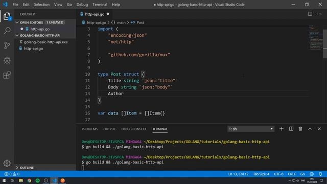 Build a RESTful HTTP API in Golang w/ Mux смотреть онлайн