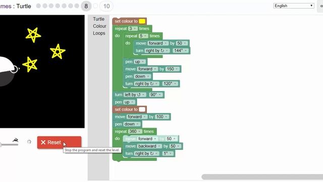Blockly Games - Turtle - level 8 смотреть онлайн