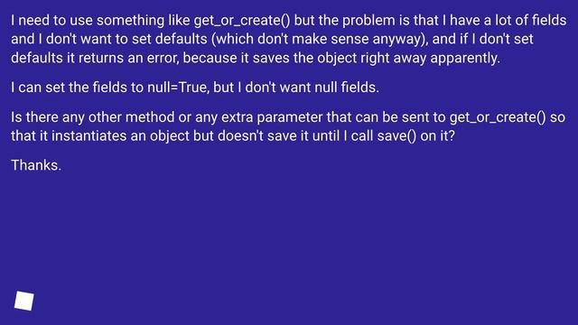 Does get_or_create() have to save right away? (Django) смотреть онлайн