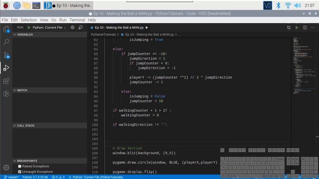 Tutorial 37.10 - Making the Ball a MAN (PyGame Python) смотреть онлайн