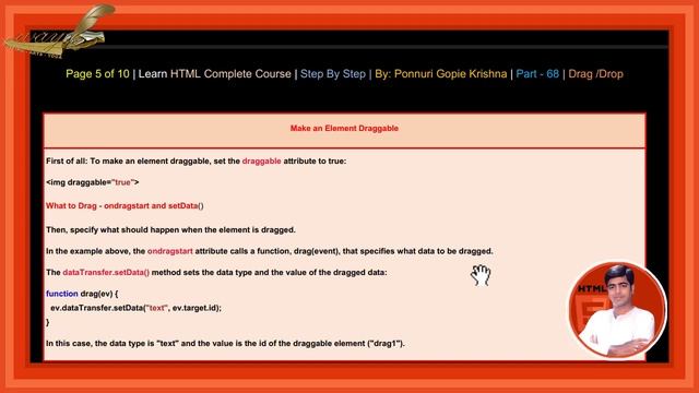 Learn HTML Complete Course | Step By Step | Drag/Drop | By: Ponnuri Gopie Krishna | Part – 68 смотреть онлайн