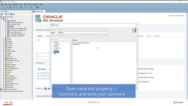 View and edit table comments in Oracle SQL Developer смотреть онлайн