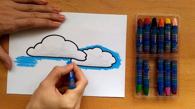 HOW TO DRAW CLOUDS - CLOUDY WEATHER - OIL PASTEL смотреть онлайн