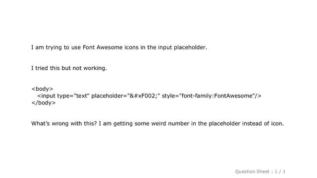 HTML : Font Awesome icon in input placeholder not working смотреть онлайн