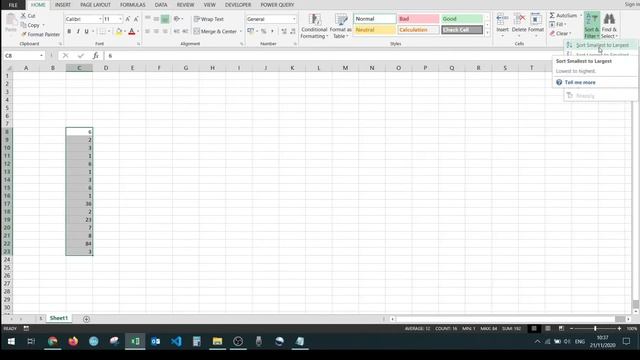 How to arrange numbers in ascending order in Excel ? смотреть онлайн