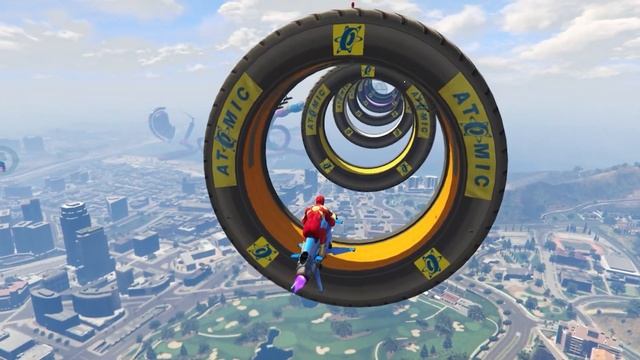 GTA V Mega Ramp On Monster truck, Jets and Boats Superheroes Stunt Map Racing Challenge смотреть онлайн