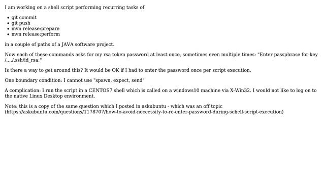 How to avoid neccessity to re-enter password during schell script execution? смотреть онлайн