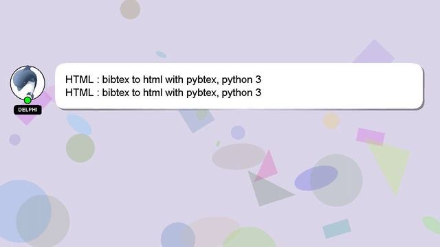 HTML : bibtex to html with pybtex, python 3 смотреть онлайн