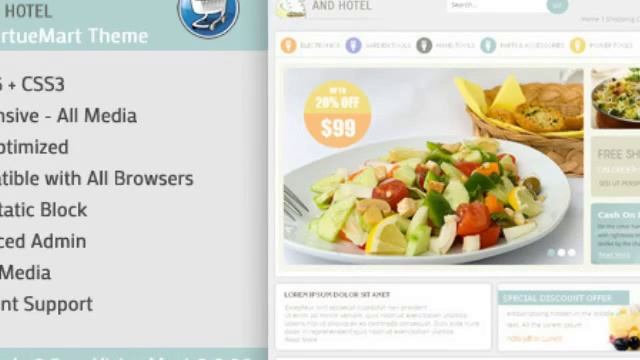Restaurant - VirtueMart Responsive Template смотреть онлайн