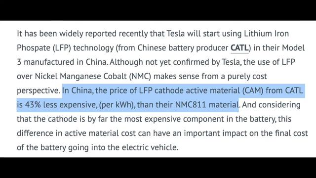 Nickel Cobalt vs Iron Phosphate Battery - NMC VS LFP (TESLA MODEL 3 CHINA USES LFP) смотреть онлайн