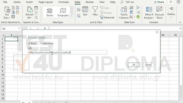 Import in the cell A1 the table from the webpage http://search.en.test4u.eu/excel_table.html смотреть онлайн