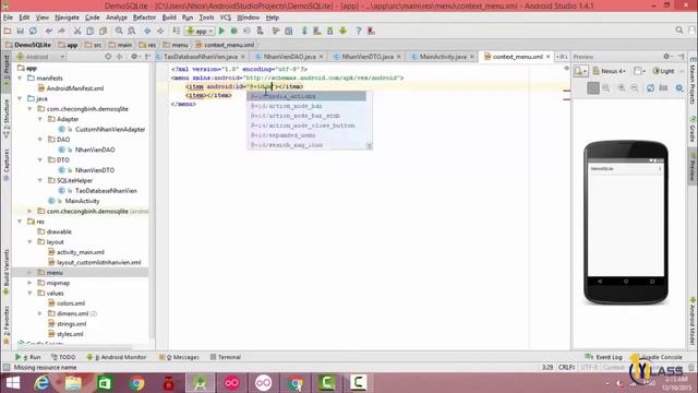 Bài 85 Xóa dữ liệu trong SQLite và áp dụng Context Menu смотреть онлайн