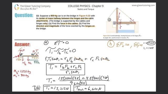 9.13 | Suppose a 900-kg car is on the bridge in Figure 9.33 with its center of mass halfway between смотреть онлайн