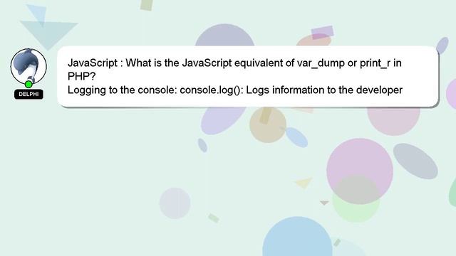 JavaScript : What is the JavaScript equivalent of var_dump or print_r in PHP? смотреть онлайн
