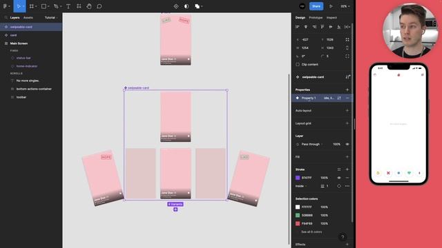 Tinder Card Swipe with Interactive Components | Figma Advanced Prototyping смотреть онлайн