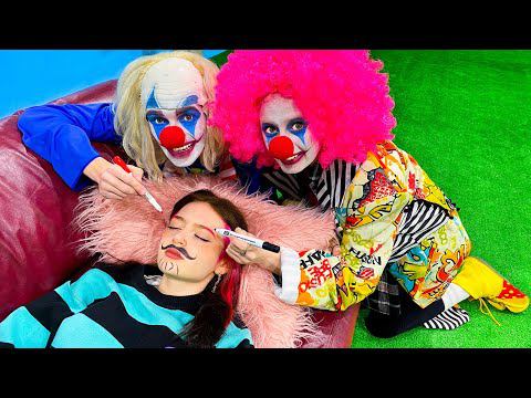 Стала НЯНЕЙ для КЛОУНОВ на 24 часа !! смотреть онлайн