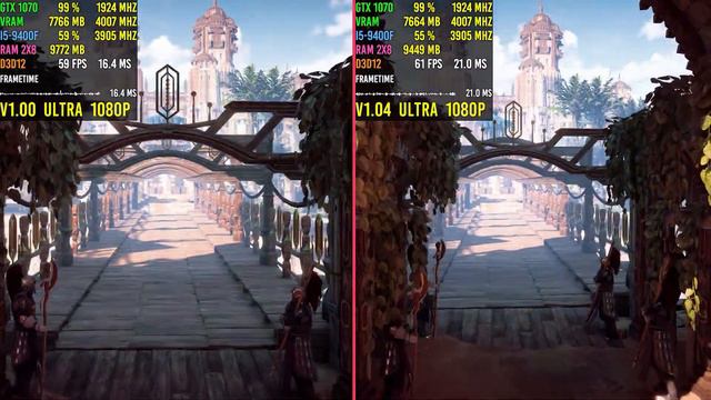 Launch (v1.00) vs Patch (v1.04) - Horizon Zero Dawn PC - FPS Comparison - GTX 1070 - 1080p смотреть онлайн
