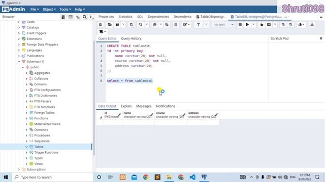 Postgres-PGadmin CURD Operations || @shruti098. смотреть онлайн