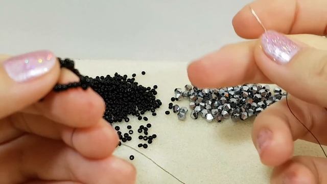 Necklace/Beaded Necklace/Beaded Black Necklace/Колье из бисера/Колье из бусин и бисера/Как сделать/