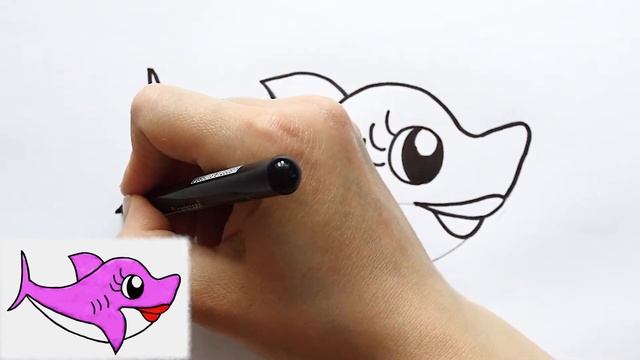 Как нарисовать МАМУ АКУЛЕНКА ТУРУ-РУ-РУ-РУ. Мультик раскраска Baby Shark. смотреть онлайн