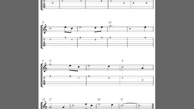 Amazing Grace, free guitar tablature sheet music смотреть онлайн