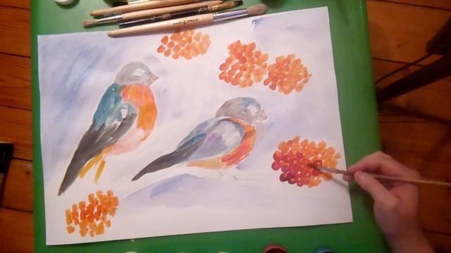 Снегири зимой на ветках рябины смотреть онлайн